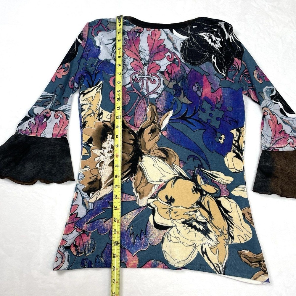 Alberto Makali Women's Floral Cardigan Vintage Y2K Bell Sleeve Gem Sz L NWT - Picture 9 of 11